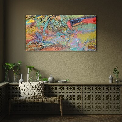 Colorful abstract landscape Wall art on glass