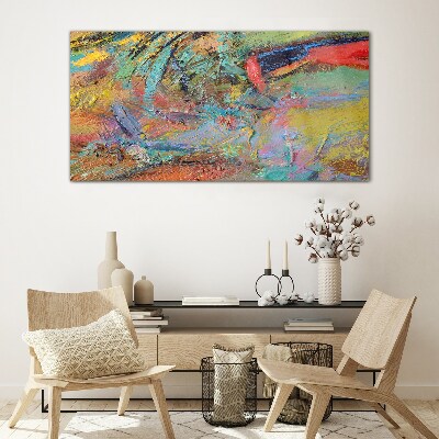 Colorful abstract landscape Wall art on glass