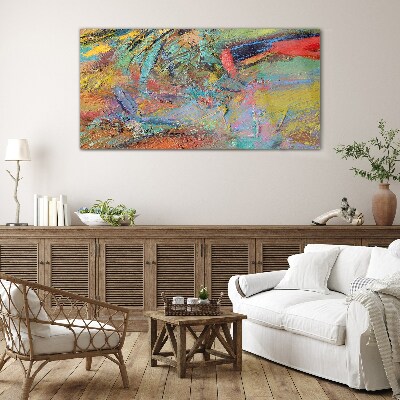 Colorful abstract landscape Wall art on glass