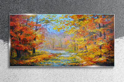 Autumn forest Glass Wall Art