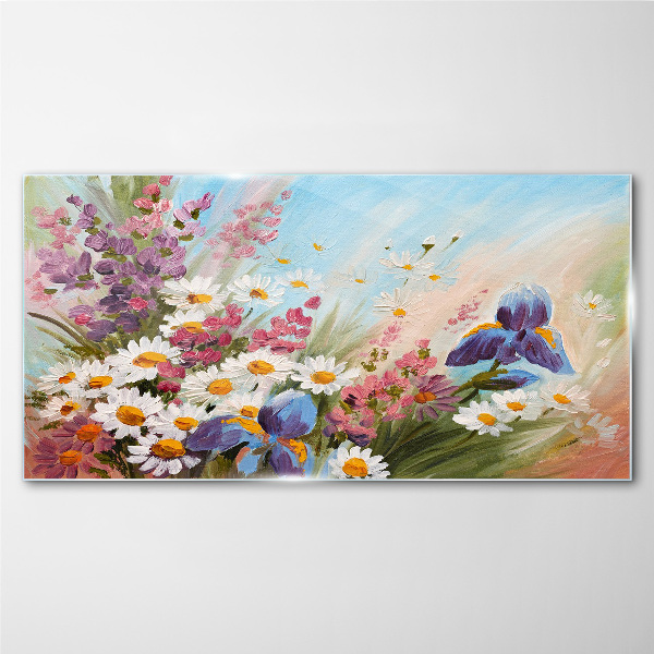 Spring bouquet of flowers in the sun Wall art on glass