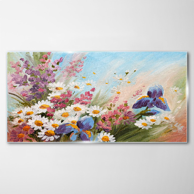 Spring bouquet of flowers in the sun Wall art on glass