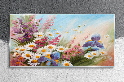 Spring bouquet of flowers in the sun Wall art on glass