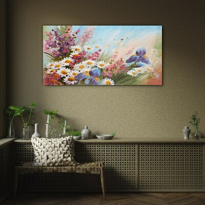 Spring bouquet of flowers in the sun Wall art on glass