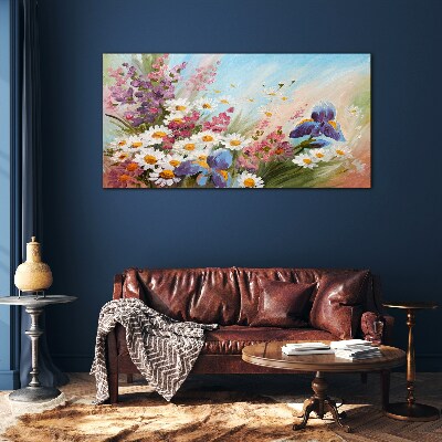 Spring bouquet of flowers in the sun Wall art on glass