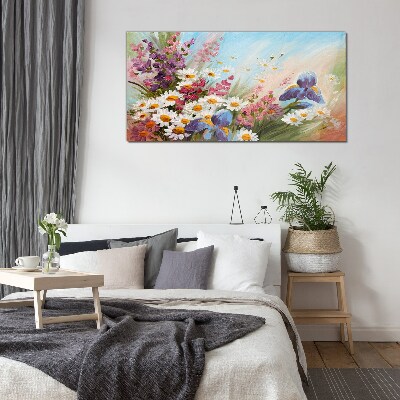 Spring bouquet of flowers in the sun Wall art on glass