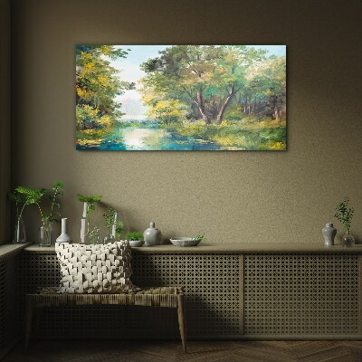 Water tree forest sky Glass Wall Art