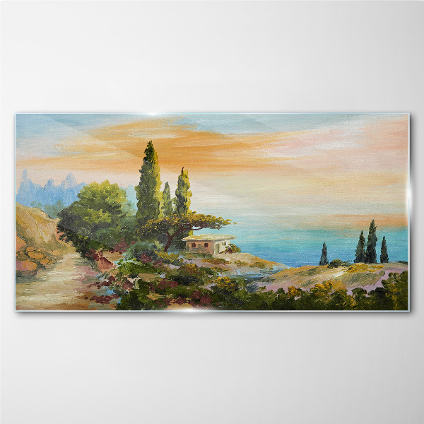 A peaceful seaside landscape Wall art on glass