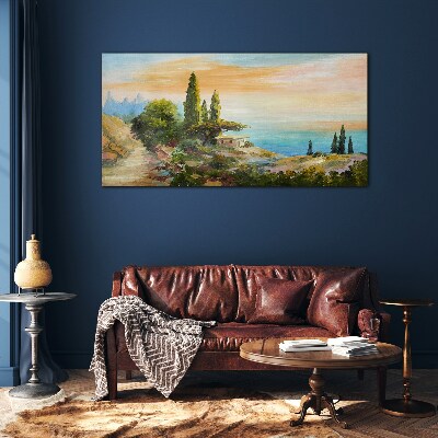 A peaceful seaside landscape Wall art on glass