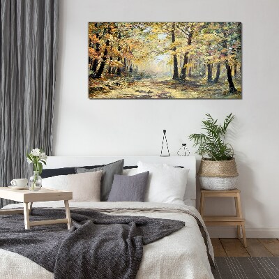 Autumn forest Glass Wall Art