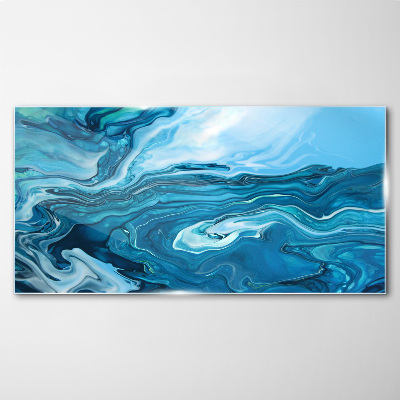 Ocean waves in shades of blue Glass art print