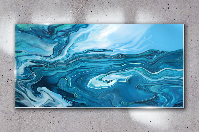 Ocean waves in shades of blue Glass art print