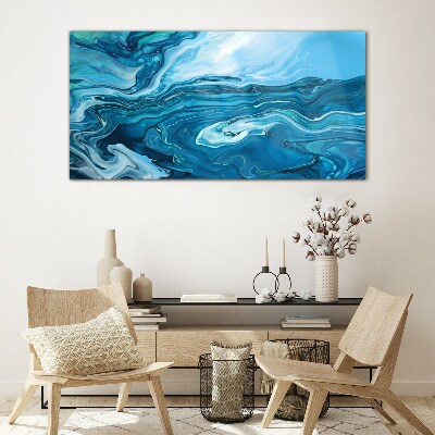 Ocean waves in shades of blue Glass art print