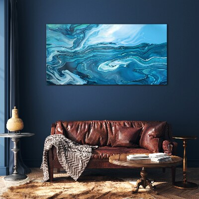 Ocean waves in shades of blue Glass art print