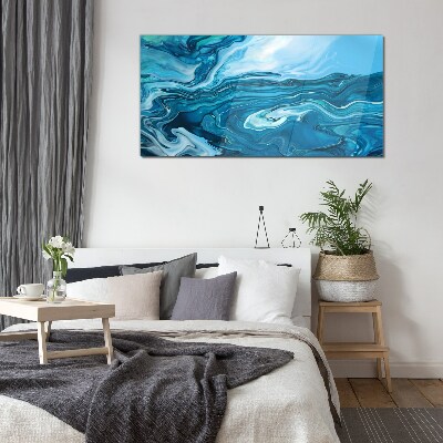 Ocean waves in shades of blue Glass art print