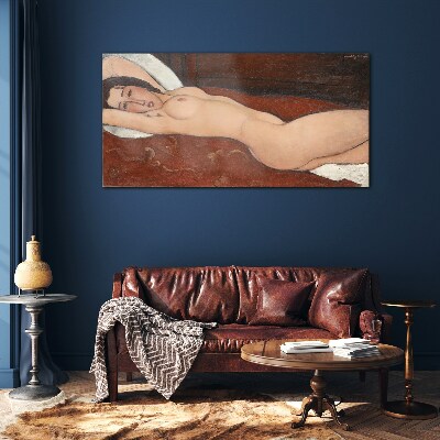 Lying Naked Woman Wall art on glass