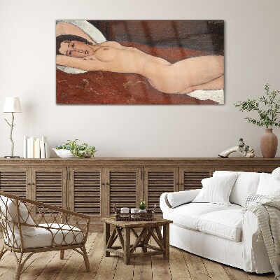 Lying Naked Woman Wall art on glass