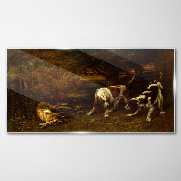 Dogs in the forest Glass art print