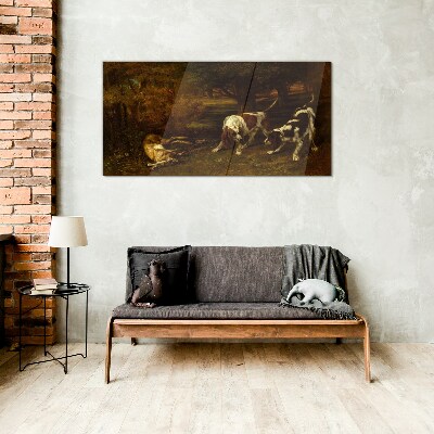 Dogs in the forest Glass art print