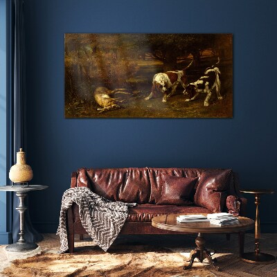 Dogs in the forest Glass art print