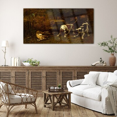 Dogs in the forest Glass art print