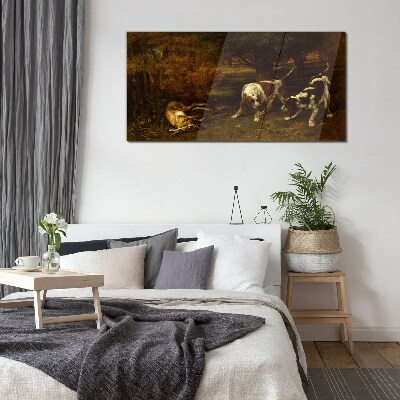 Dogs in the forest Glass art print