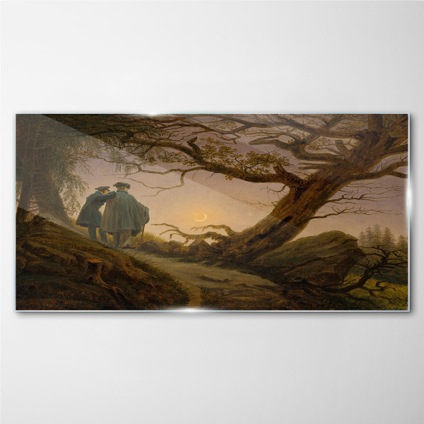 Sunset over the landscape Wall art on glass