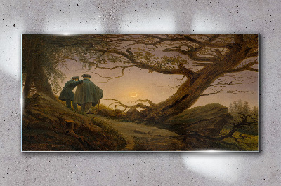Sunset over the landscape Wall art on glass