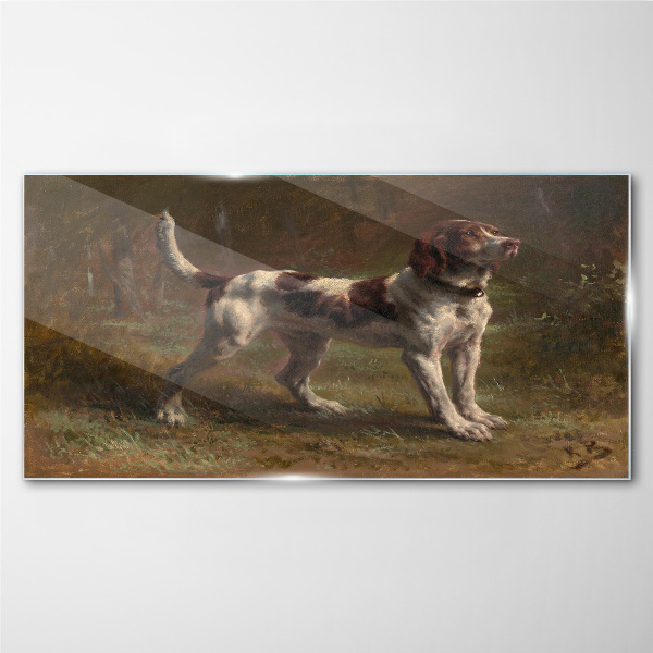 Portrait of a dog in nature Glass art print