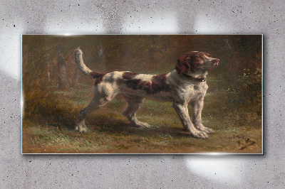 Portrait of a dog in nature Glass art print