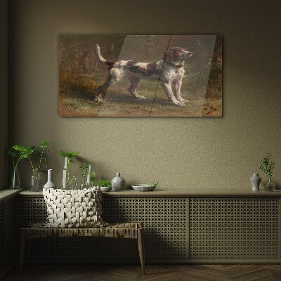 Portrait of a dog in nature Glass art print