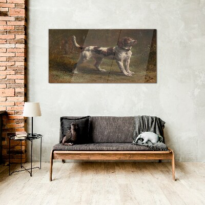 Portrait of a dog in nature Glass art print