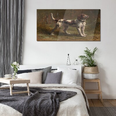 Portrait of a dog in nature Glass art print
