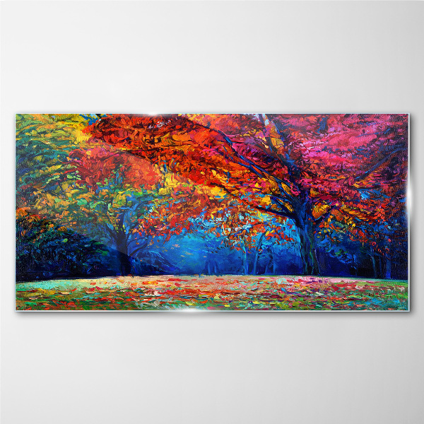 Colorful autumn landscape Glass art print