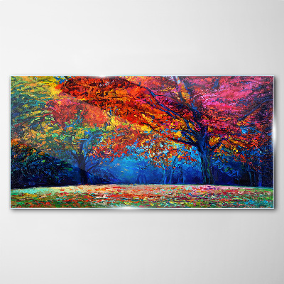 Colorful autumn landscape Glass art print