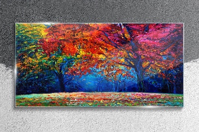 Colorful autumn landscape Glass art print
