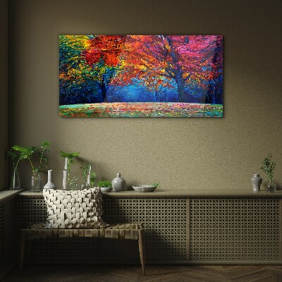 Colorful autumn landscape Glass art print