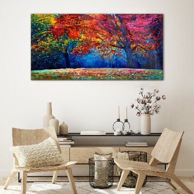 Colorful autumn landscape Glass art print