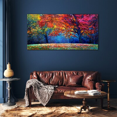Colorful autumn landscape Glass art print