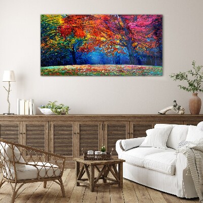 Colorful autumn landscape Glass art print
