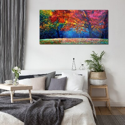 Colorful autumn landscape Glass art print