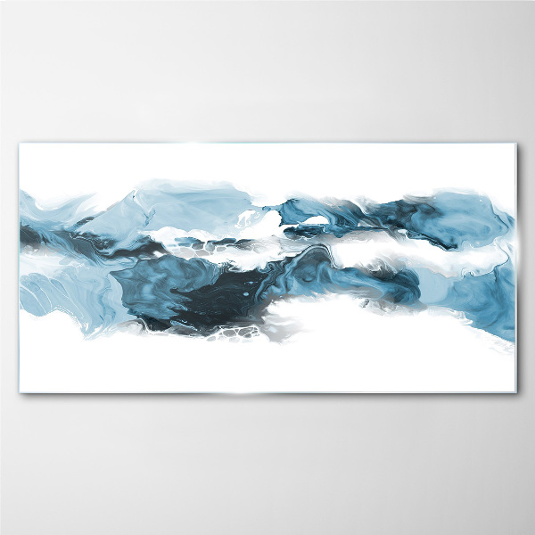 Ocean waves in shades of blue Glass art print