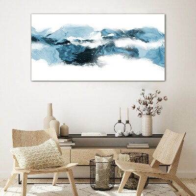 Ocean waves in shades of blue Glass art print