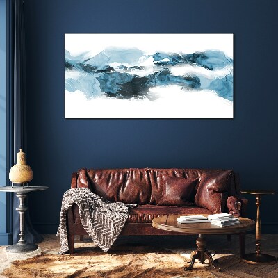 Ocean waves in shades of blue Glass art print