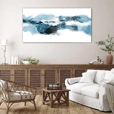 Ocean waves in shades of blue Glass art print