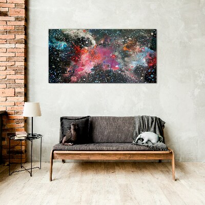 Cosmic explosion of colors Wall art on glass