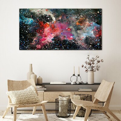 Cosmic explosion of colors Wall art on glass