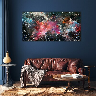 Cosmic explosion of colors Wall art on glass