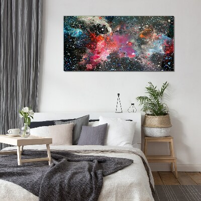 Cosmic explosion of colors Wall art on glass