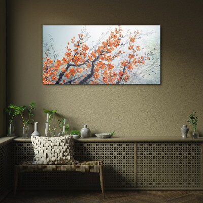 A floral explosion in shades of orange Wall art on glass